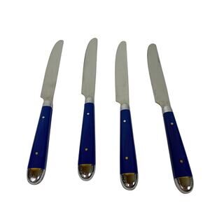 Oneida Palette Cobalt Blue Stainless Riveted 4 Butter Knives Glossy Silverware